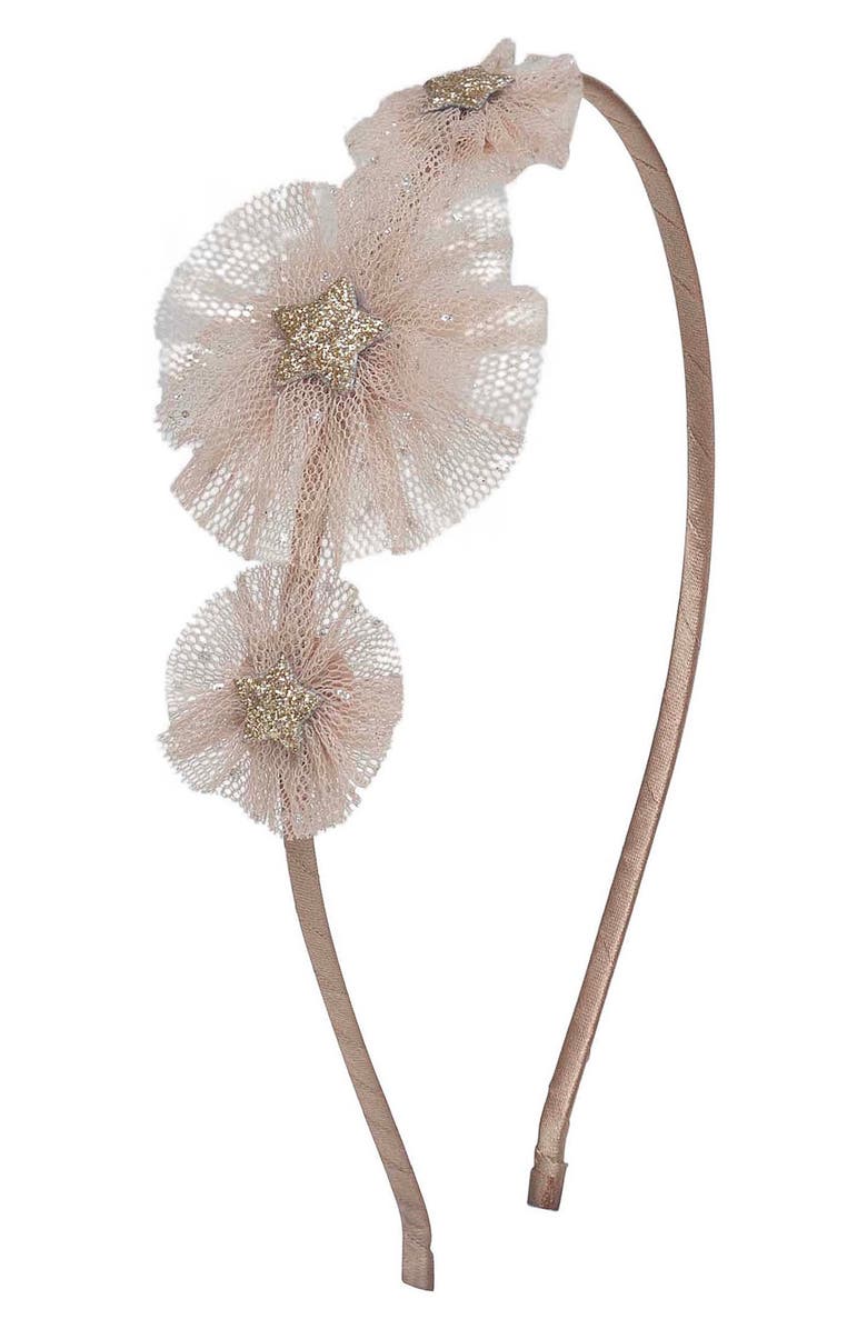 Mimi 
Lula Alice Tulle Rosette Headband, Main, color, Light Beige