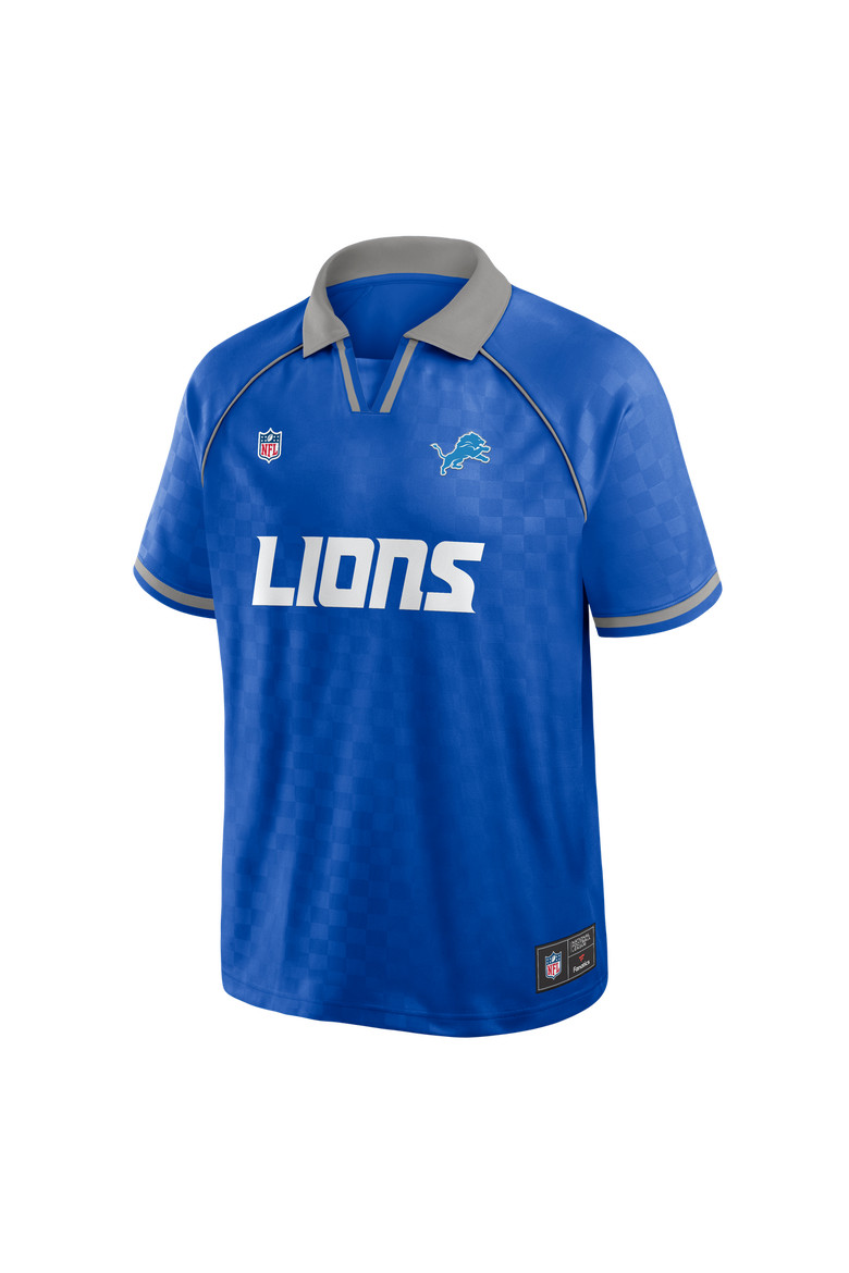 Men's Fanatics Blue/Gray Detroit Lions Homerun Raglan V-Neck Polo, Alternate, color, Blue