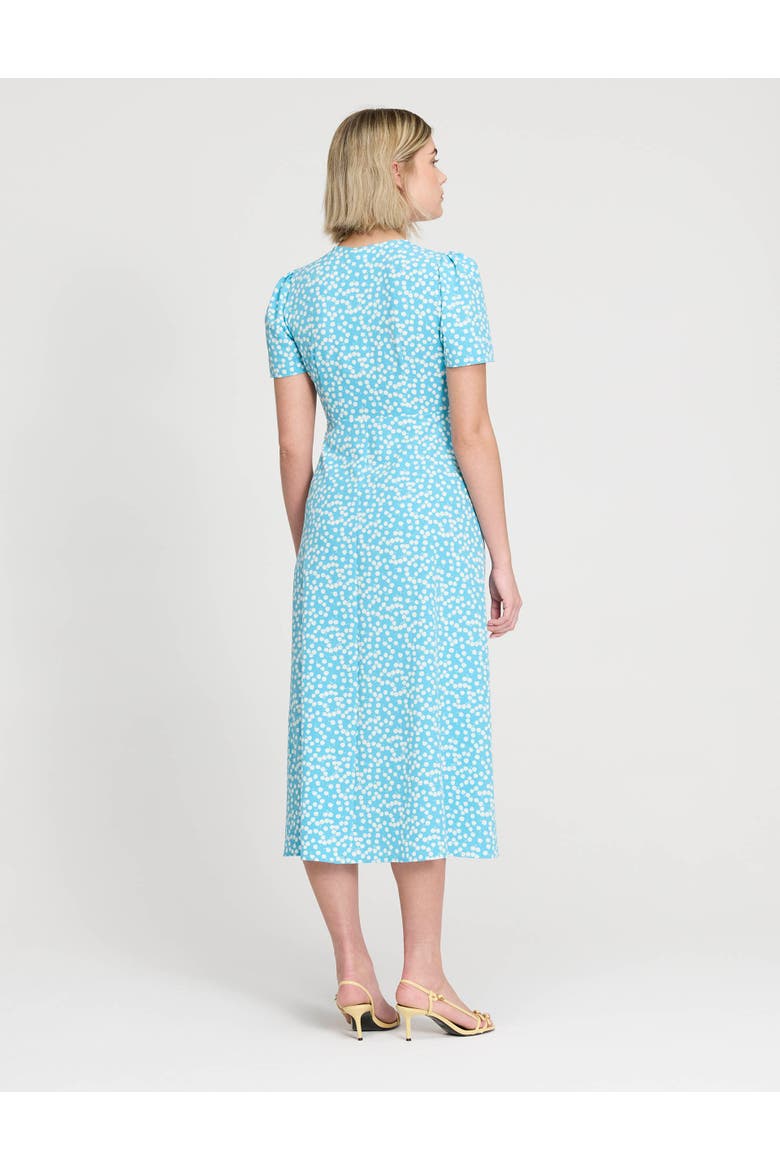Nieve V-Neck Short Sleeve Midi Dress, Alternate, color, Blue Cherry Spot