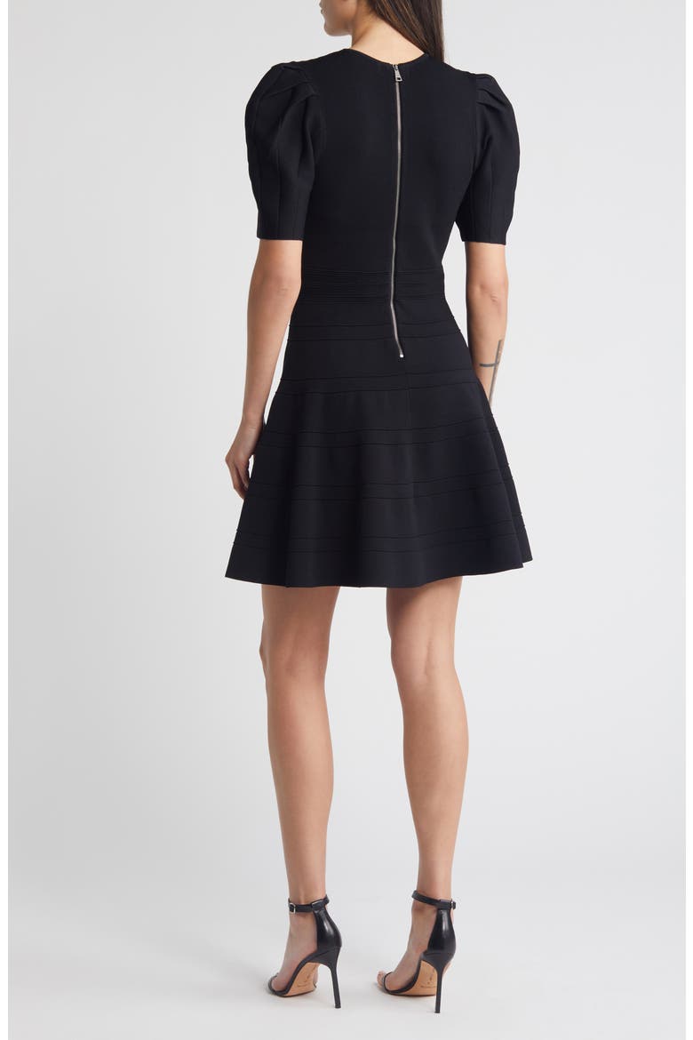 Velvey Puff Sleeve Dress, Alternate, color, BLACK