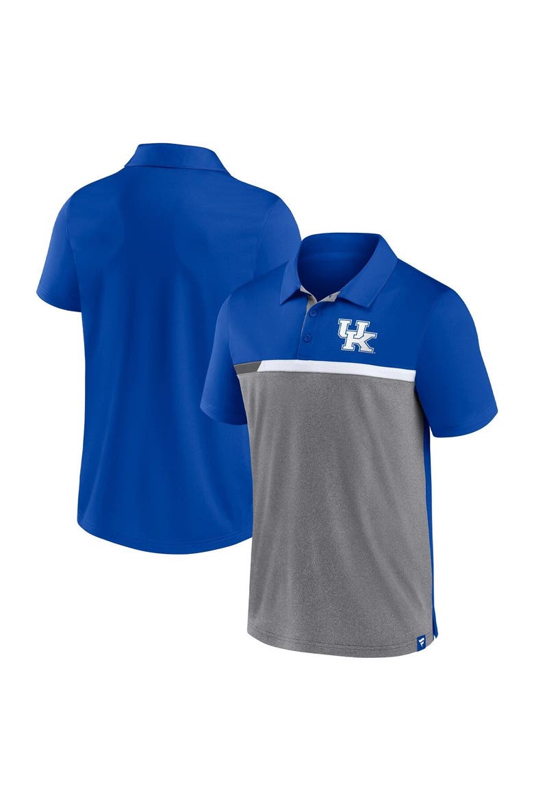 Men's Fanatics Royal/Heathered Gray Kentucky Wildcats Split Block Color Block Polo, Main, color, Royal