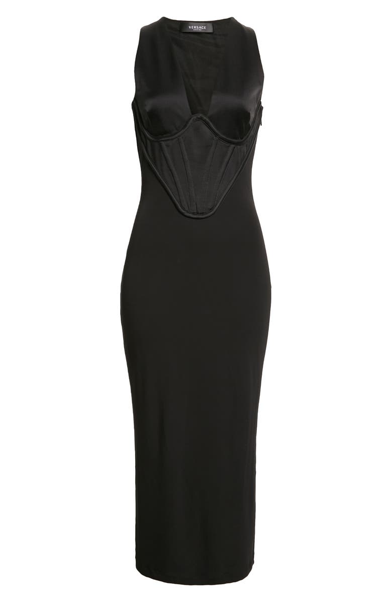 Versace Corset Dress, Alternate, color, Nero