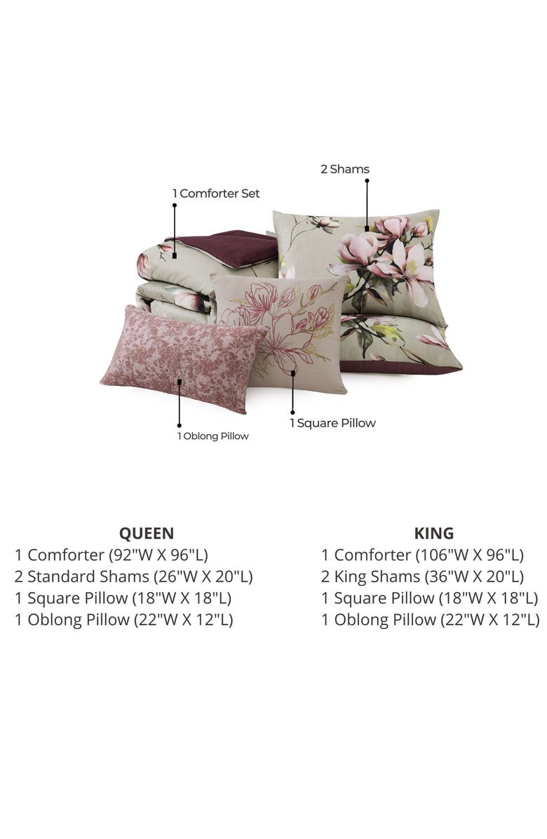 Bebejan 5-Piece Purple Lilies Reversible Comforter Set, Alternate, color, Purple