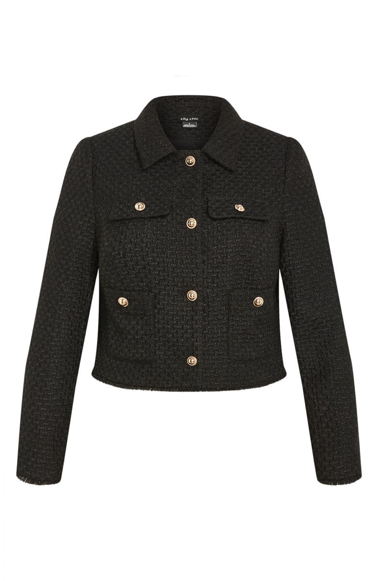 City Chic Amira Fray Trim Bouclé Jacket, Alternate, color, 