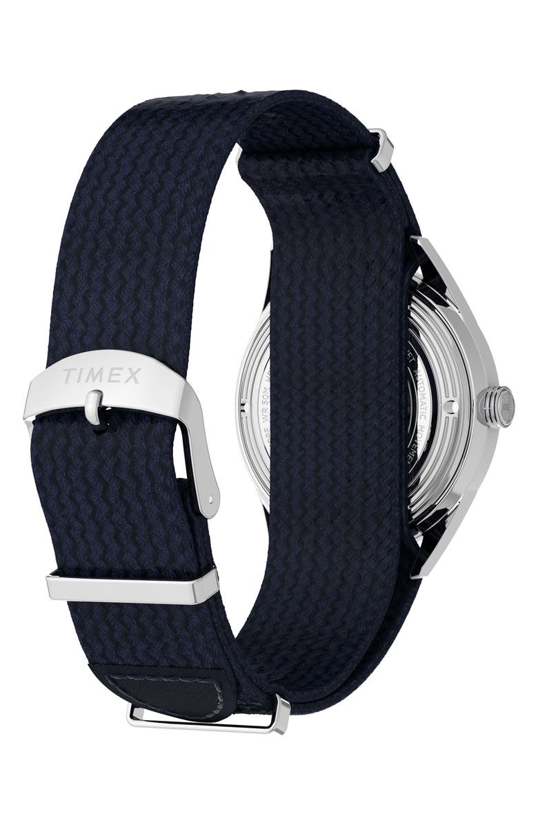 Timex<sup>®</sup> Marlin Jet Automatic Fabric Strap Watch, 38mm, Alternate, color, Blue