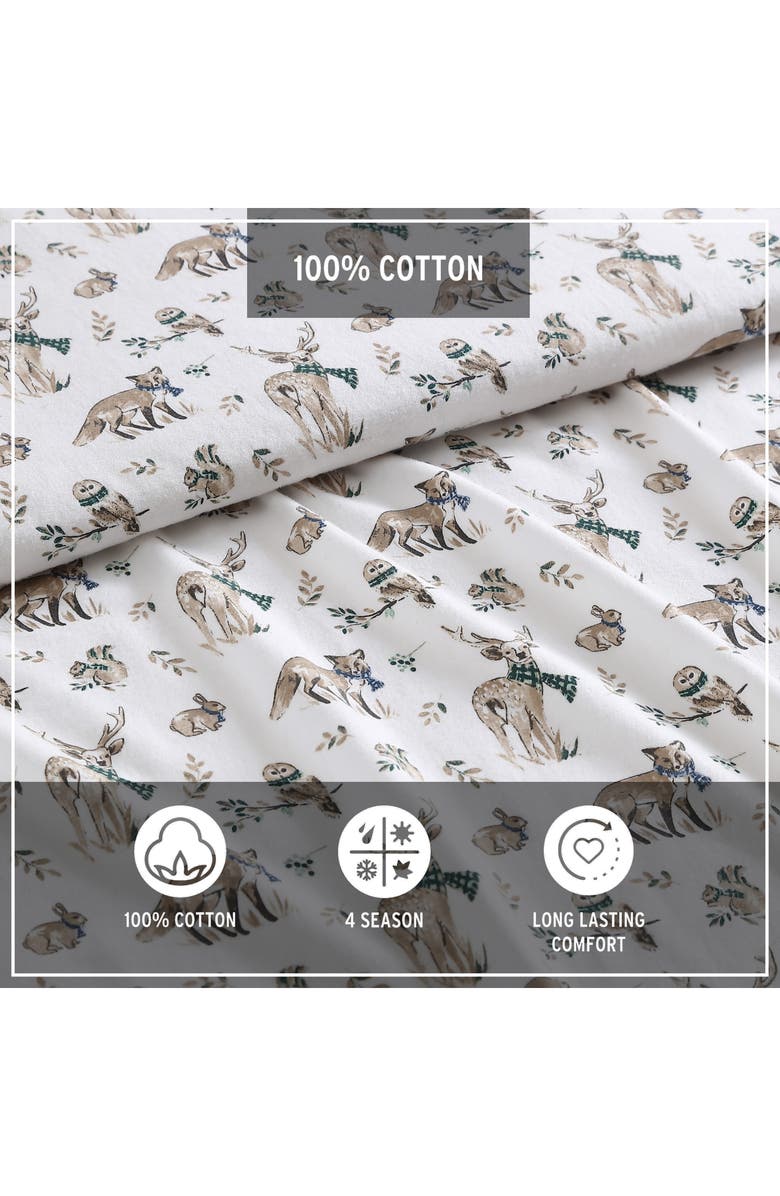 Eddie Bauer Woodland Friends Cotton Flannel Sheet Set, Alternate, color, White