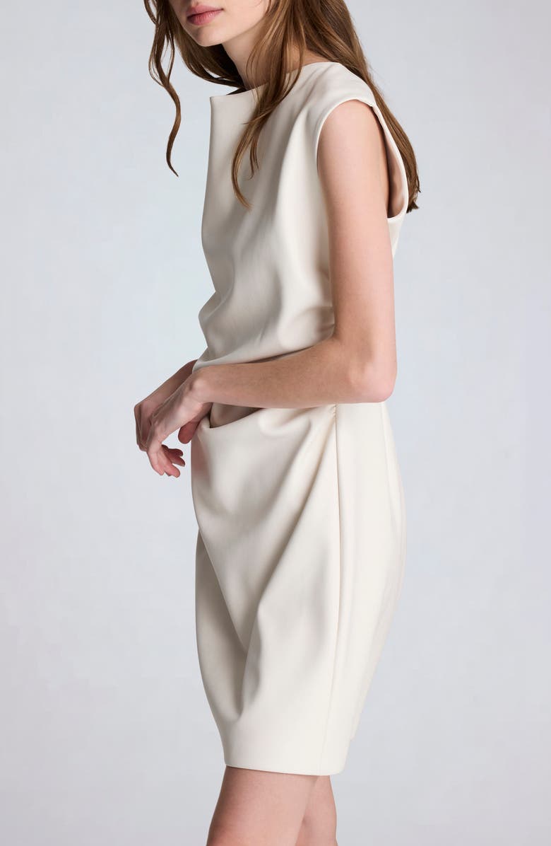 Kenneth Cole Ruched Faux Leather Minidress, Alternate, color, Oyster