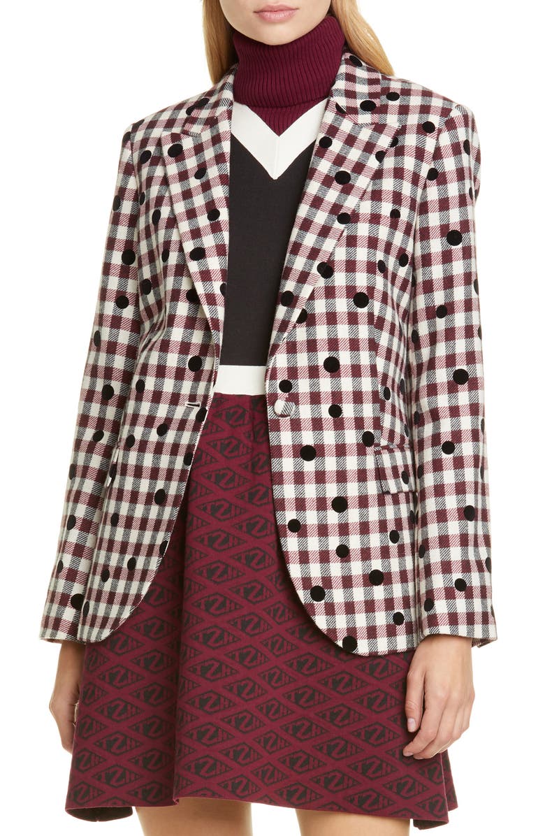 Tommy Hilfiger Tommy x Zendaya Velvet Dot Check Wool Blend Blazer, Main, color, 