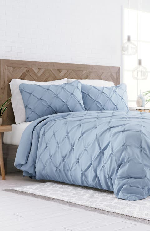 HOME SPUN Premium Ultra Soft 3-Piece Pinch Pleat Duvet Cover Set