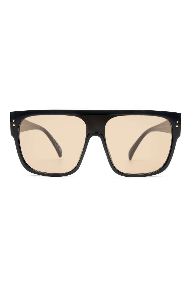 Starwake Oversize Flat Top Sunglasses, Main, color, BLACK