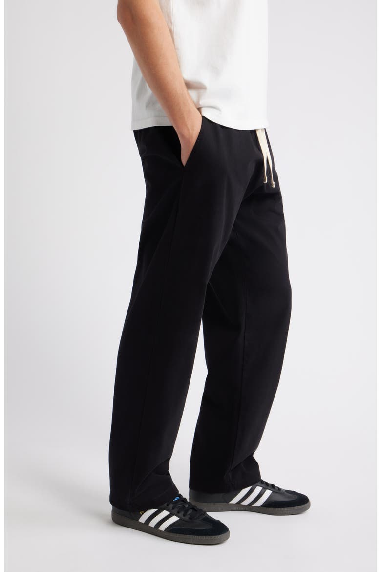 Standard Cotton Stretch Poplin Drawstring Slacker Pants, Alternate, color, BLACK