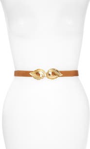 Raina Lauren Leaf Buckle Leather Belt