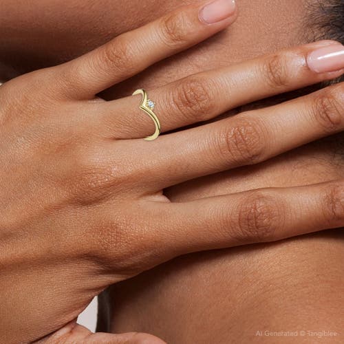 Bliss Diamond Diamond Stackable Chevron Wedding Ring 14k Gold Lab Grown In Gold