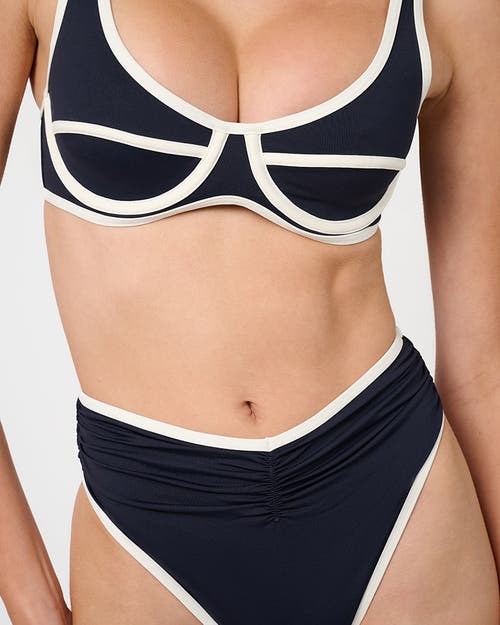 Weworewhat High Rise Ruched Bottom In Dk Navy/offwh
