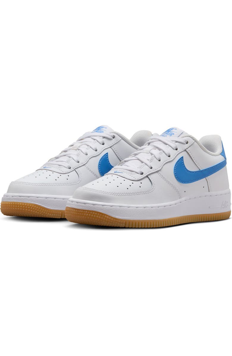 Nike Kids
Air Force 1 Sneaker, Main, color, White/ Blue Beyond/ Brown
