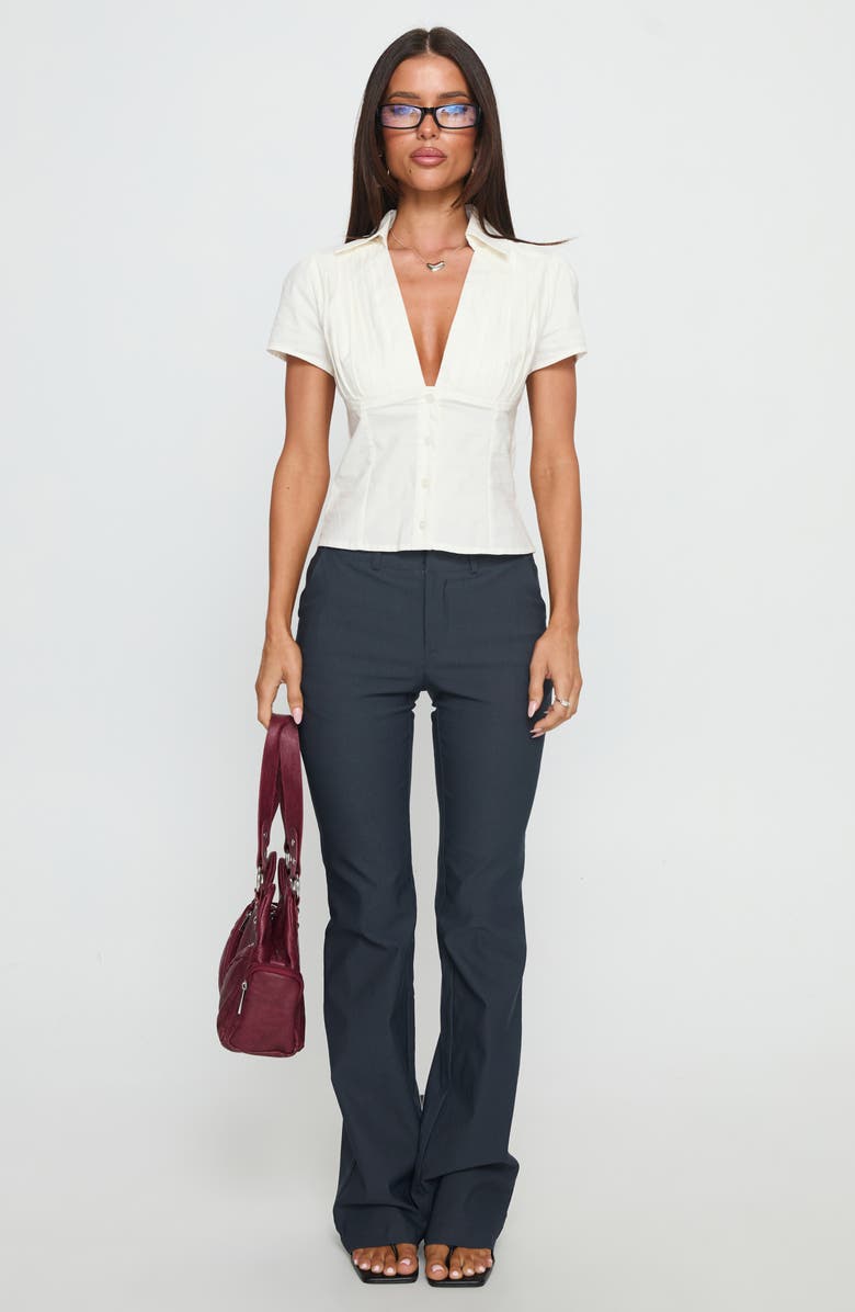 Princess Polly Ovelia Short Sleeve Button-Up Shirt, Alternate, color, White