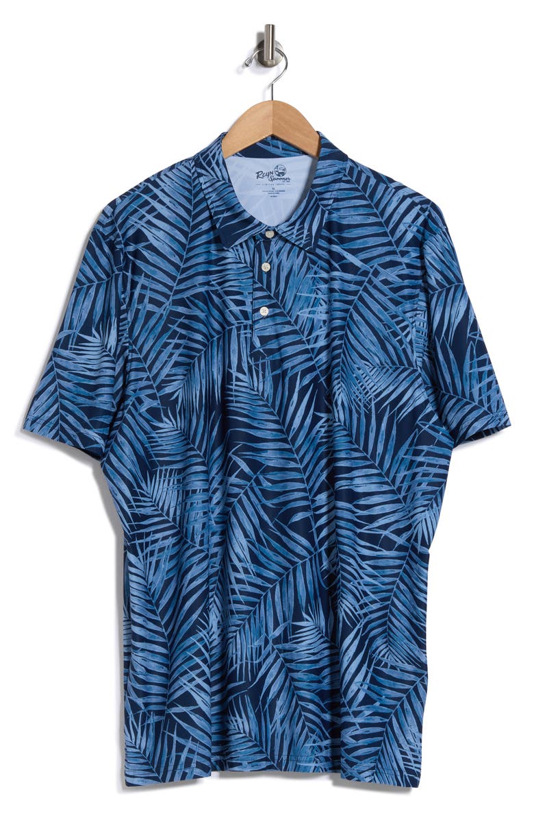Reyn Spooner Palm Printed Polo, Alternate, color, Blue Opal