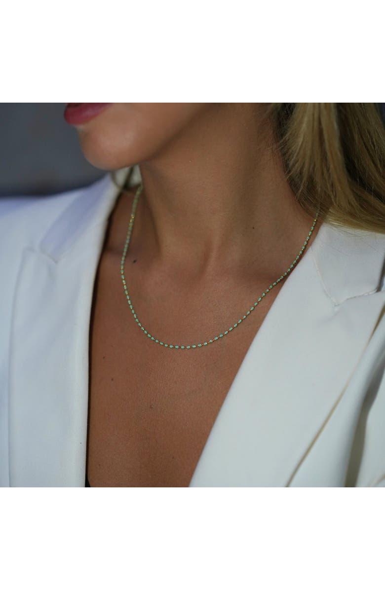 Spero London Eau de Nil Enamel Mine Beaded Colourful Necklace, Alternate, color, Gold