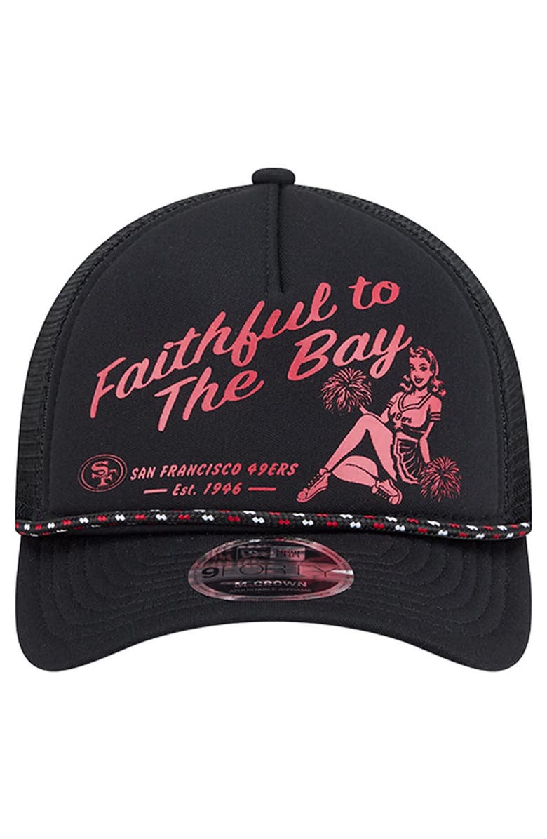 New Era Men
s New Era Black San Francisco 49ers Gas Station 9FORTY A-Frame M-Crown Adjustable Trucker Hat, Alternate, color, Black