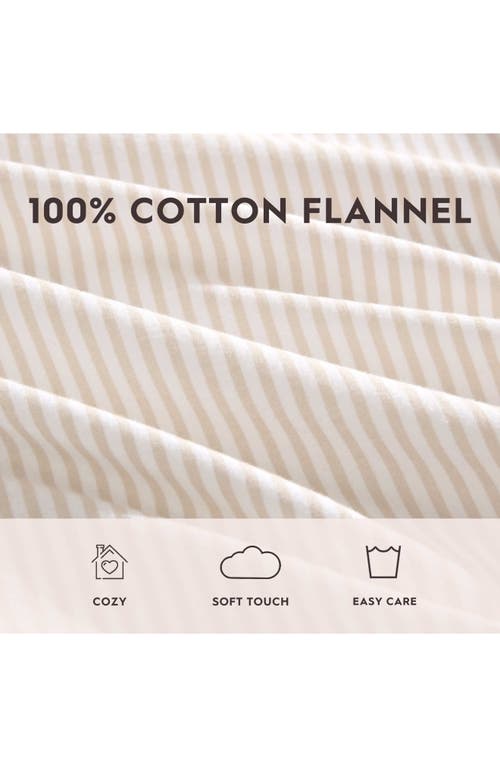 Laura Ashley Oxfordshire Stripe Cotton Flannel Sheet Set In Neutral