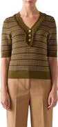 LK Bennett Fran Fringe Short Sleeve Henley Sweater