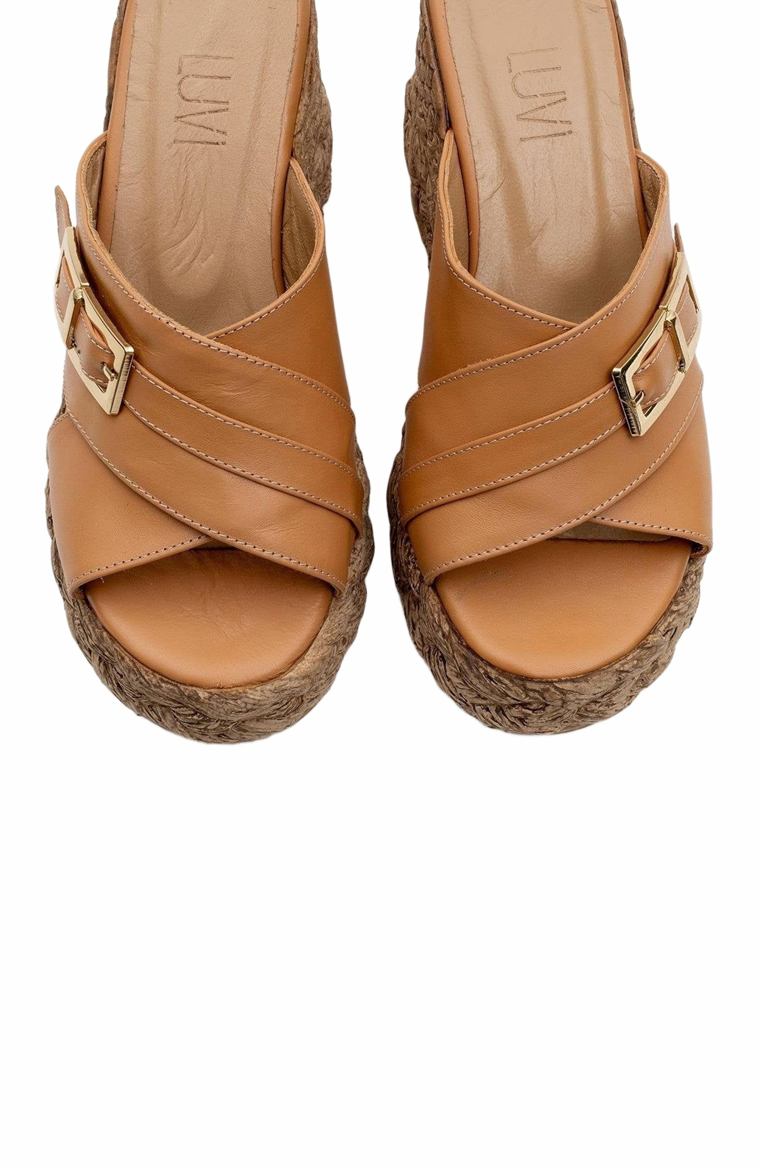 Forever & Always Shoes Palmas Leather Platform Sandal, Alternate, color, Brown Leather