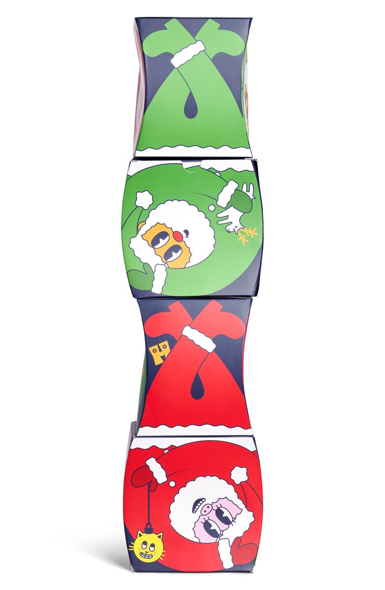 Happy Socks Assorted 3-Pack Cotton Blend Crew Socks Gift Box, Alternate, color, Red