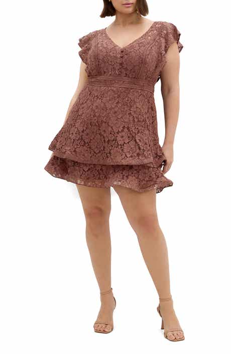 City Chic Sandy Fit & Flare Lace Minidress