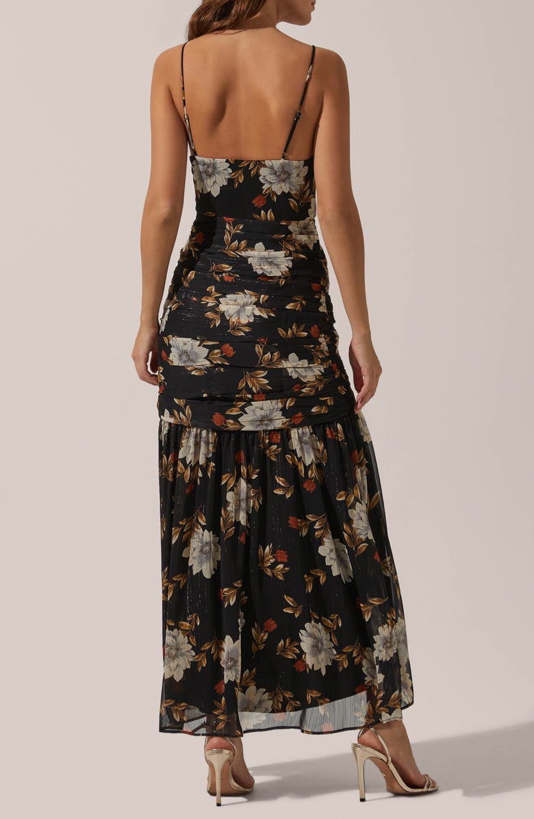 ASTR the Label Sleeveless Ruched Ruffle Maxi Dress, Alternate, color,