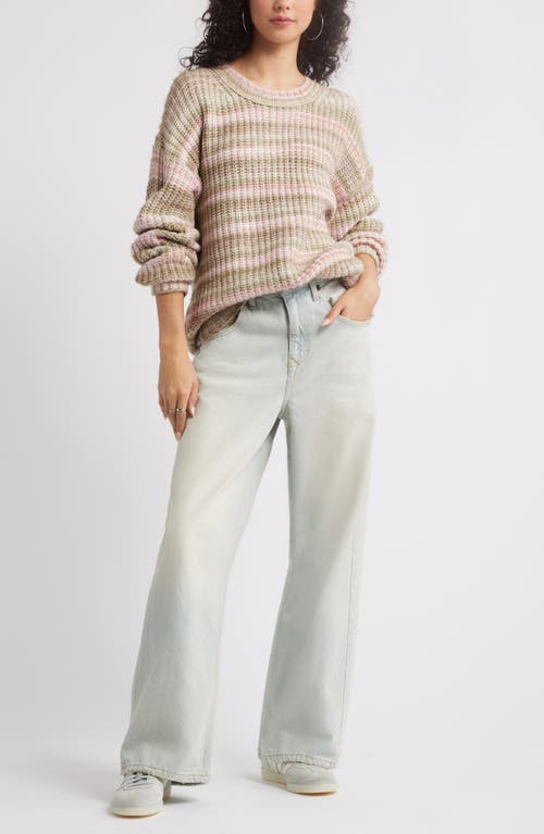 Bp. Space Dye Oversize Sweater In Ivory Multi Marl Stripe