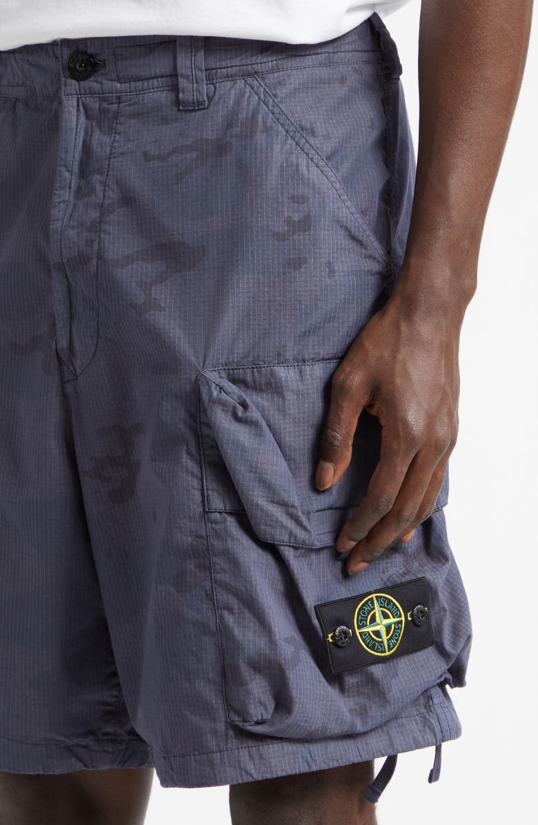 Stone Island Camo Ripstop Cargo Shorts, Alternate, color, Blue Grey