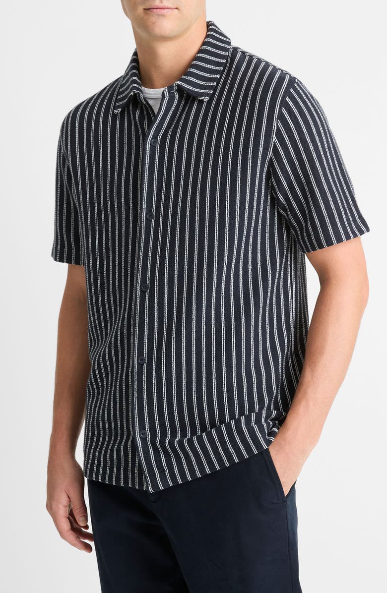 Vince Bouclé Short Sleeve Button-Up Shirt, Alternate, color, 