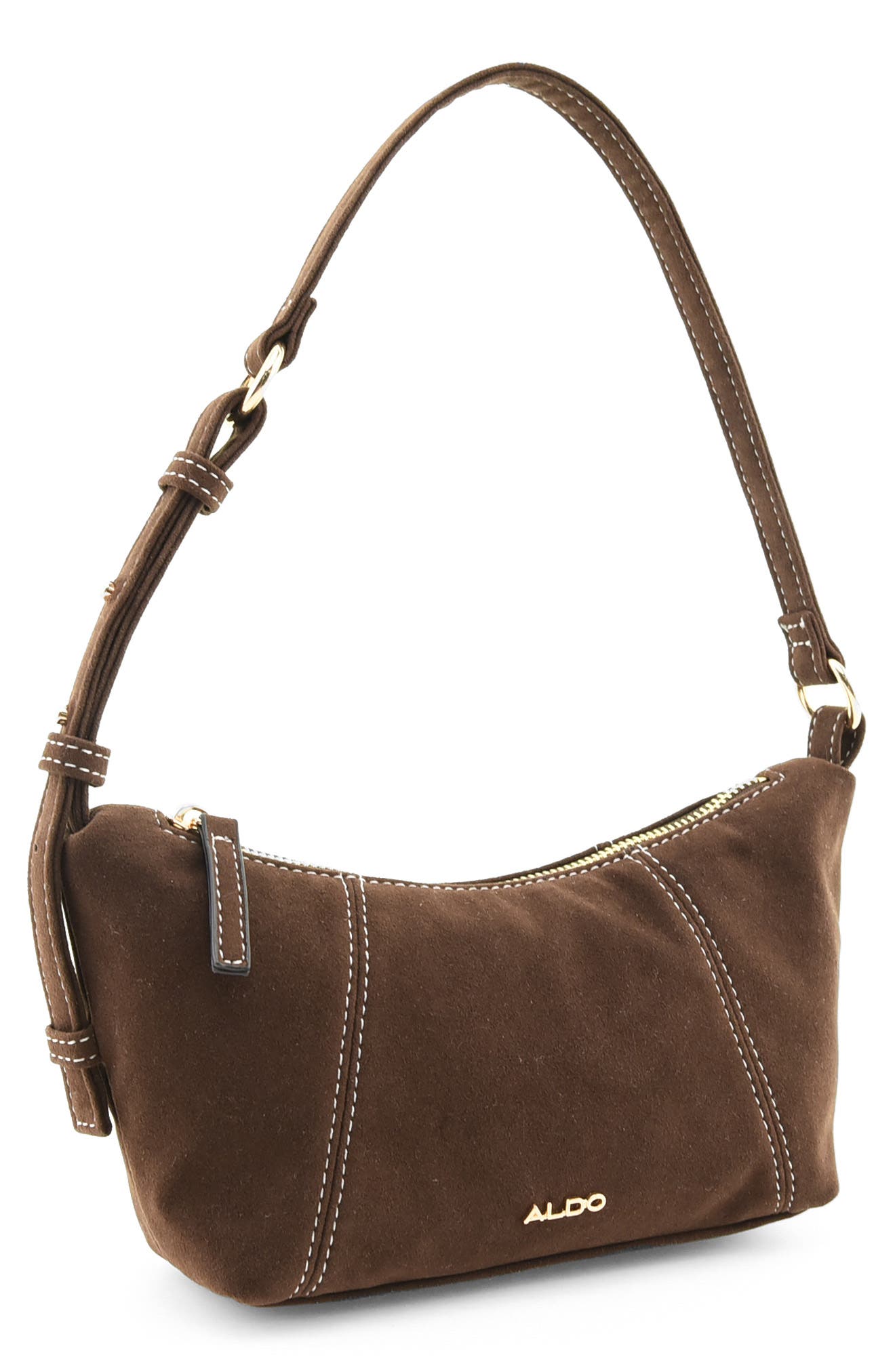 ALDO Moth Contrast Stitch Shoulder Bag, Alternate, color, Cocoa Brown