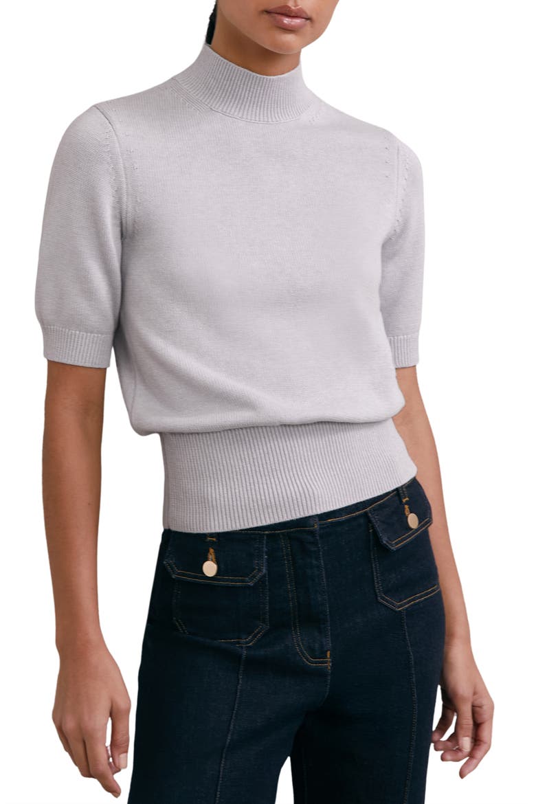 Aria Mock Neck Cotton & Wool Sweater, Main, color, GREY
