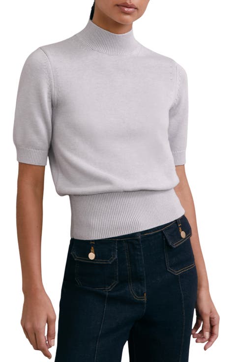Aria Mock Neck Cotton & Wool Sweater