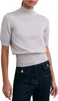 Reiss Aria Mock Neck Cotton & Wool Sweater