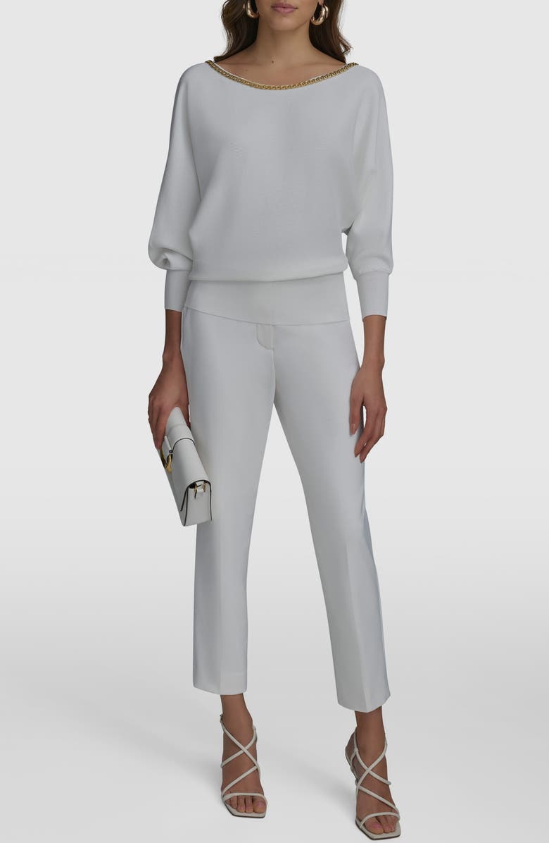 Donna Karan New York Chain Drape Sweater, Alternate, color, 