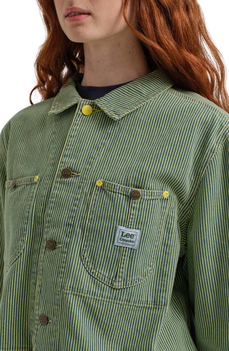 Lee x Crayola Cropped Chore Jacket, Alternate, color, Lemon Yellow Stripe