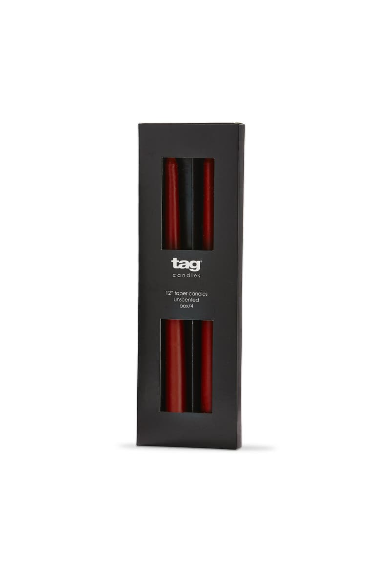 Color Studio Traditional Taper Unscented Candle Set of 4, Main, color, Orange