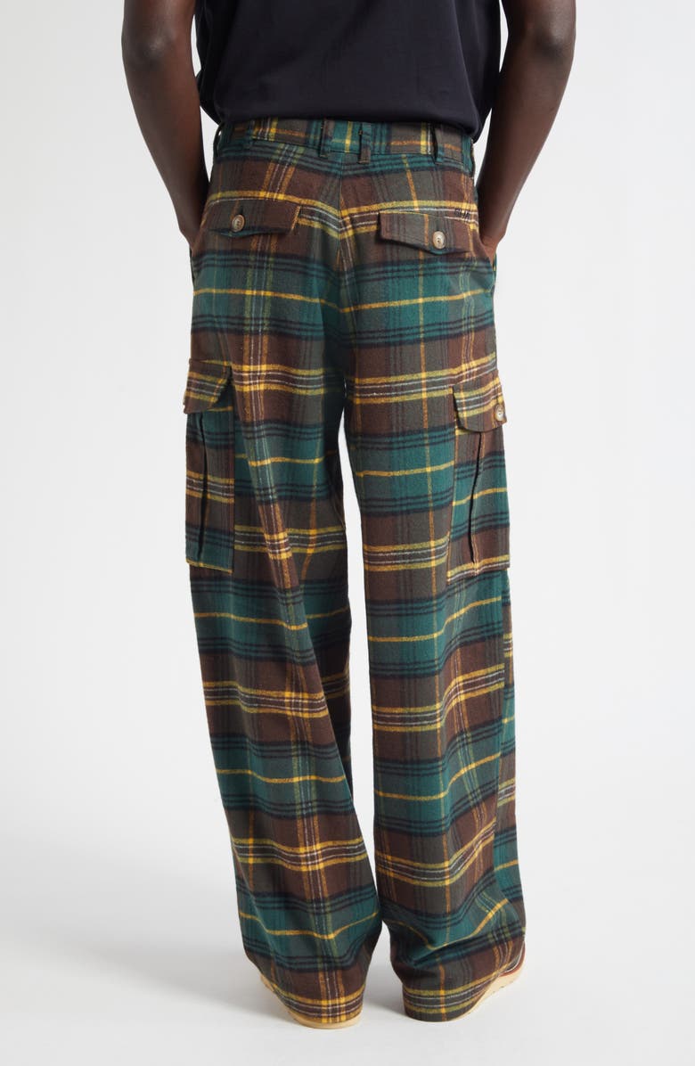 Sky High Farm Workwear Gender Inclusive Plaid Flannel Cargo Pants, Alternate, color, Yellow