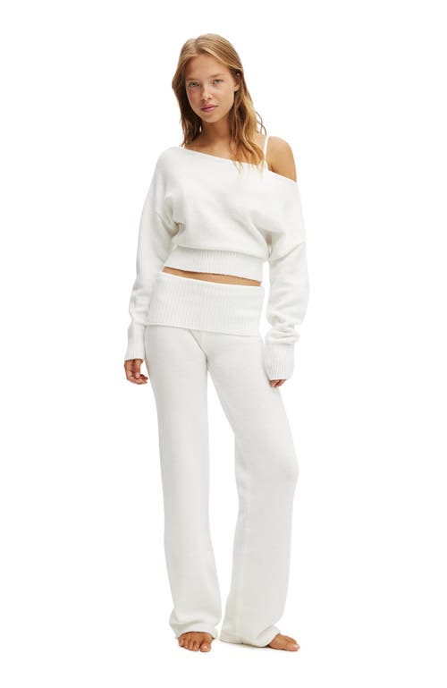 Cotton On Body Roll Waist Fluffy Knit Pant In White