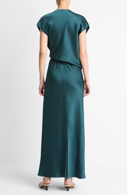 Vince Draped Cowl Neck Cap Sleeve Midi Dress In Green