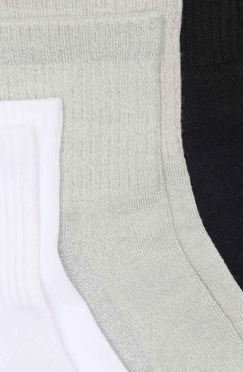 Zella Assorted 3-Pack Half Crew Socks, Alternate, color, White Multi