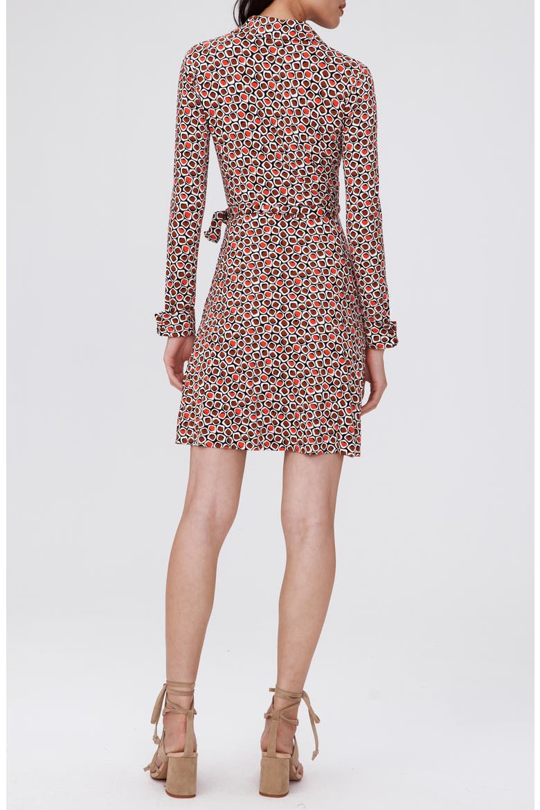 Didi Geo Print Long Sleeve Wrap Shirtdress, Alternate, color, PEBBLES RED