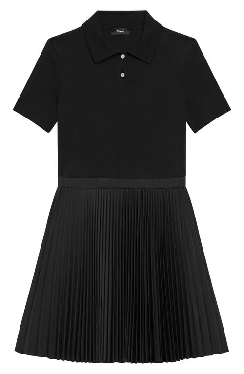 THEORY THEORY PLEATED MIXED MEDIA POLO DRESS