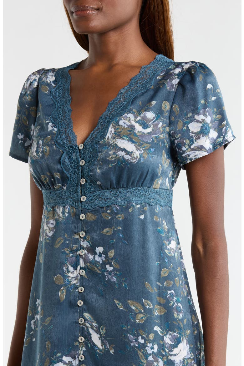 kristie lace trim floral midi dress Francesca's Kristie Lace Trim Floral Midi Dress