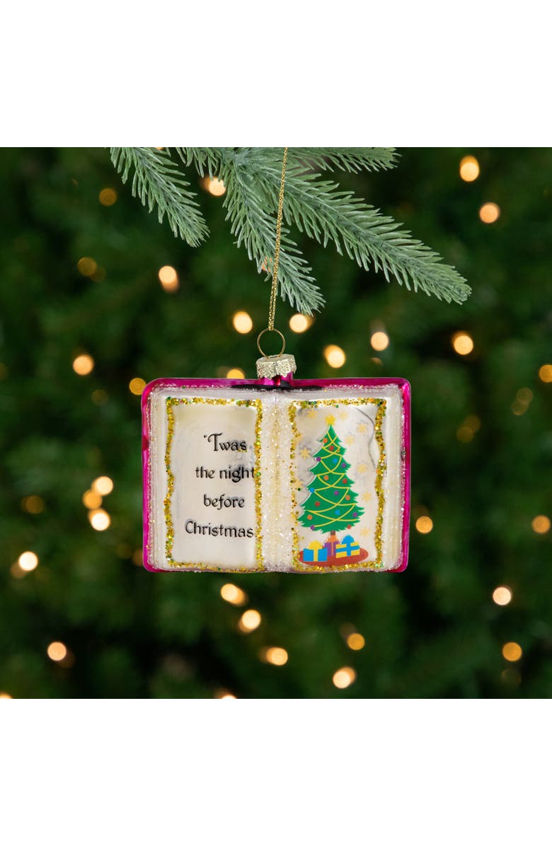Northlight Glittered Twas the Night Before Christmas Book Glass Ornament - 3.5", Alternate, color,