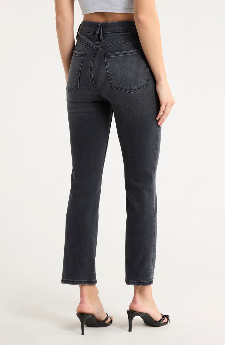 Good American Power Stretch Pull-On High Waist Ankle Straight Leg Jeans, Alternate, color, Black255