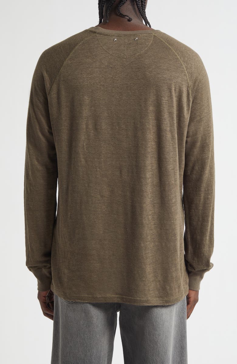 Golden Goose Journey Serafino Long Sleeve Linen Henely, Alternate, color, Sea Turtle