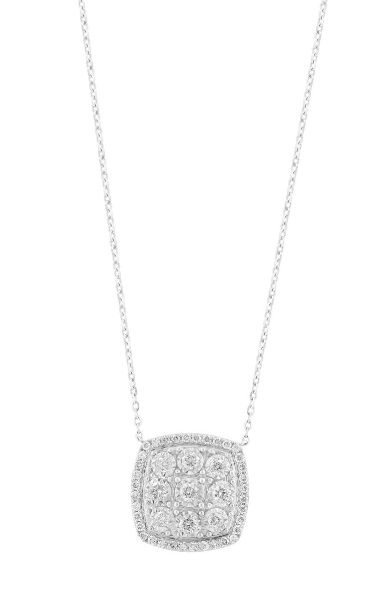 EFFY Sterling Silver Diamond Square Pendant Necklace, Main, color, White